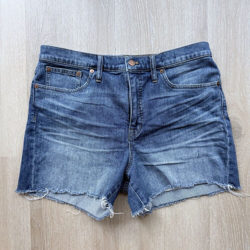 Madewell High-Rise Denim Shorts Sz 31 Raw Hem Medium Wash Cut Offs Coastal NEW